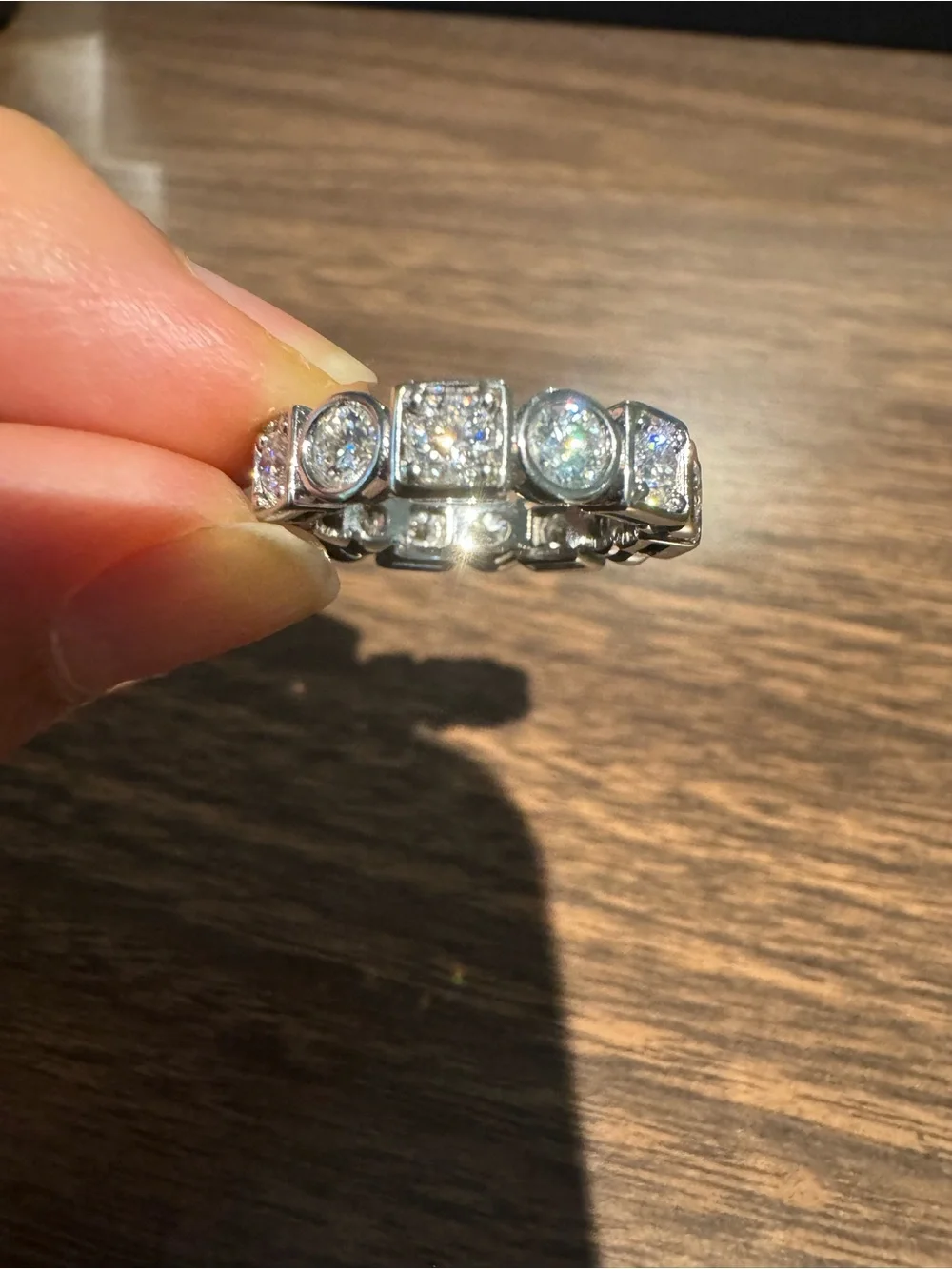 Moissanite Eternity Ring, S925 Sterling Silver Wedding Band, size 5.5